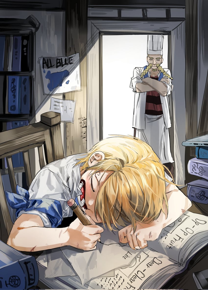 sanji and red-leg zeff (one piece) drawn by su1y
