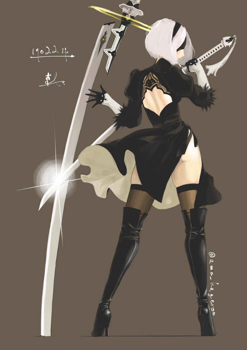 2b (nier and 1 more) drawn by ama_kagerou