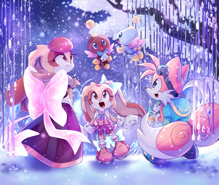 tails, cream the rabbit, neutral chao, cheese, vanilla the rabbit, and 1 more (sonic) drawn by y-firestar
