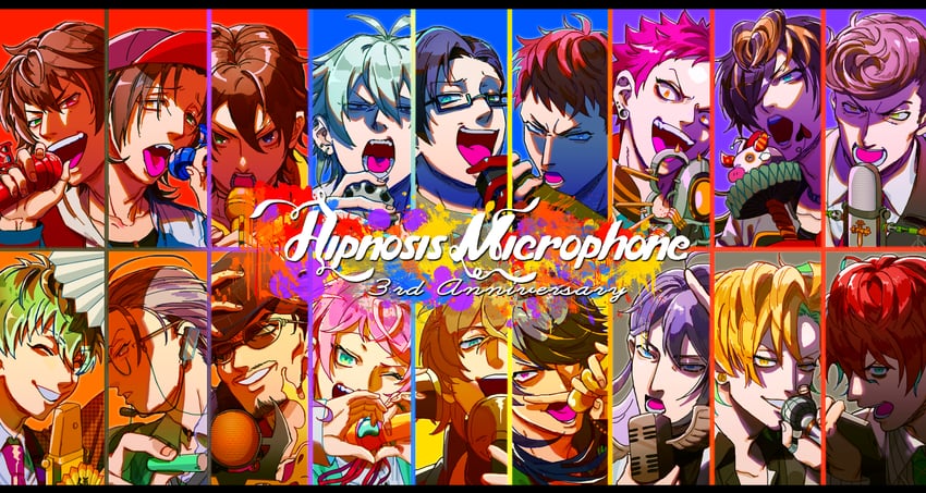 amemura ramuda, yamada ichiro, kannonzaka doppo, arisugawa dice, aohitsugi samatoki, and 13 more (hypnosis mic) drawn by iria59