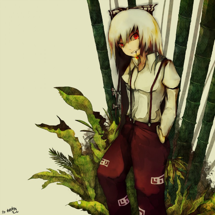 fujiwara no mokou (touhou) drawn by tokoroten_(hmmuk)