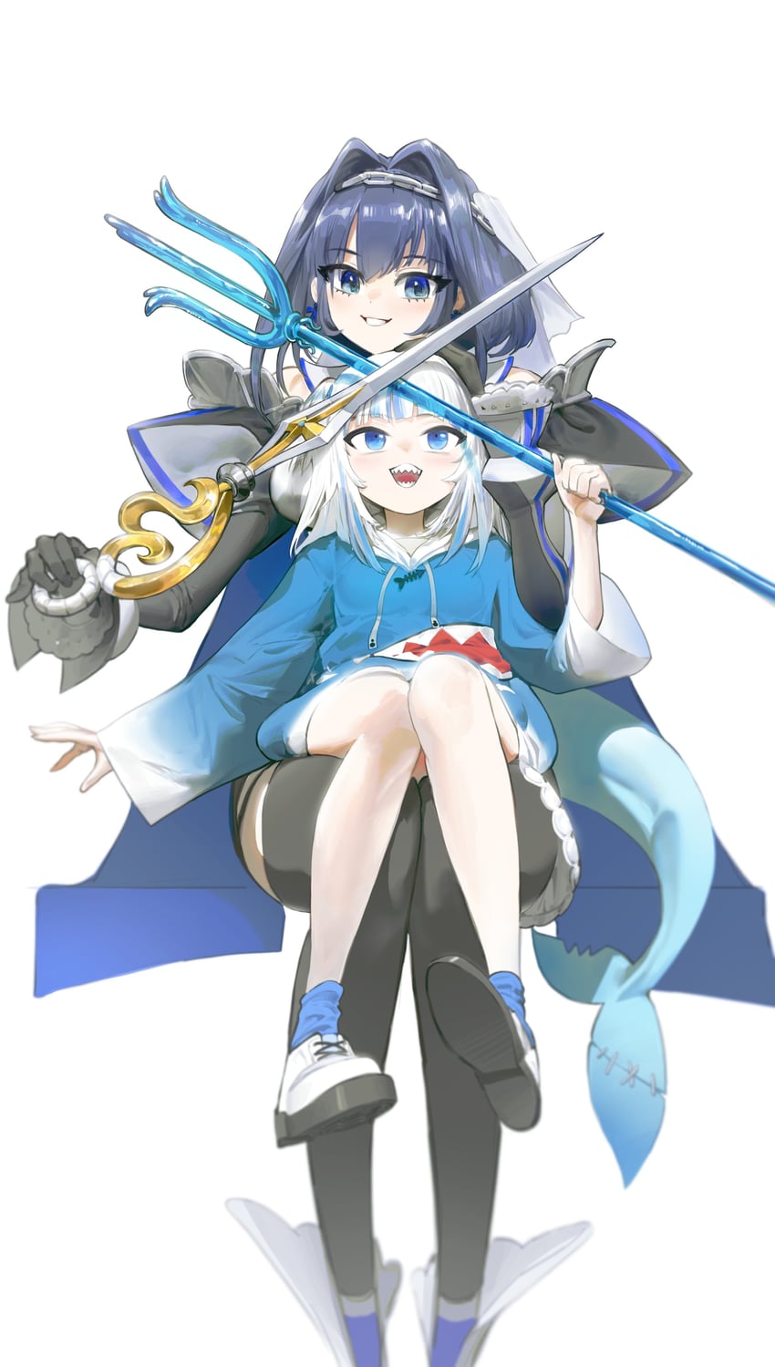gawr gura and ouro kronii (hololive and 1 more) drawn by ghdwid