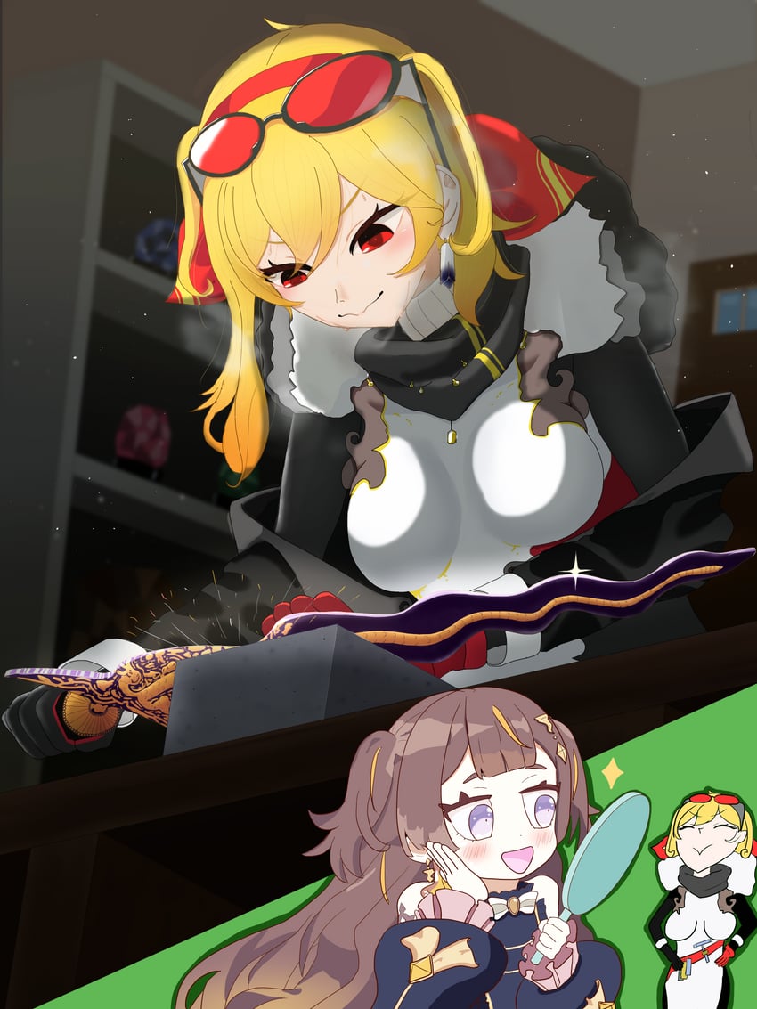 kaela kovalskia and anya melfissa (hololive and 1 more) drawn by ikarikaku