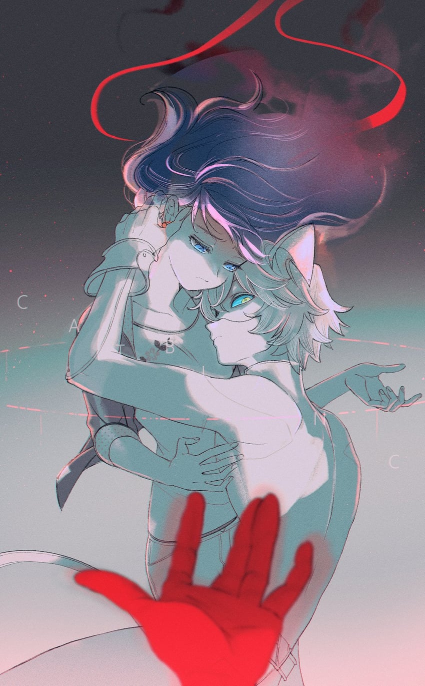 marinette dupain-cheng, adrien agreste, and chat blanc (miraculous ladybug) drawn by seio_(nao_miragggcc45)