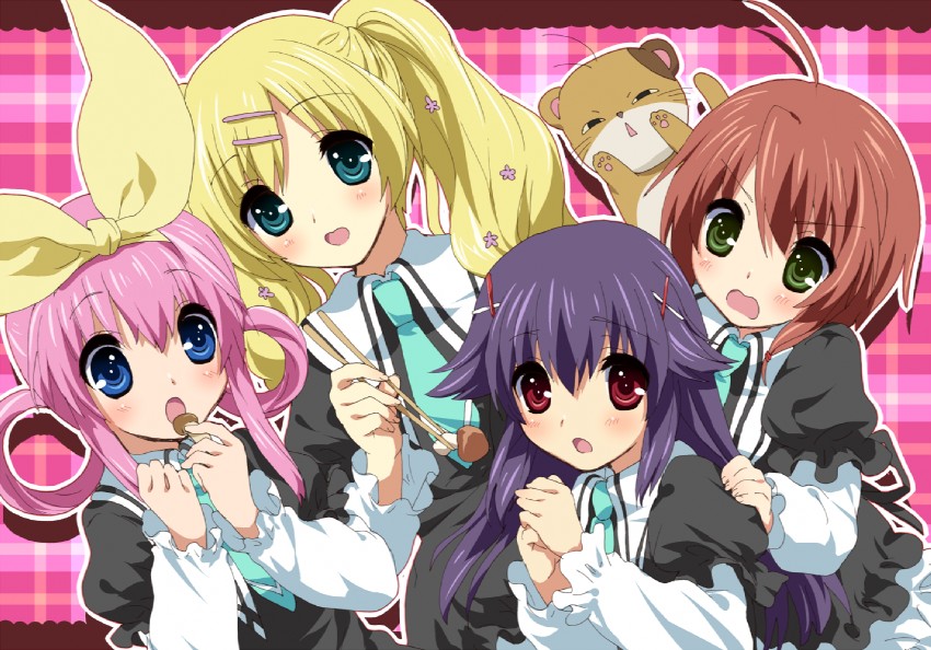 sherlock shellingford, hercule barton, cordelia glauca, yuzurizaki nero, and kamaboko (tantei opera milky holmes) drawn by tokira_nozumi