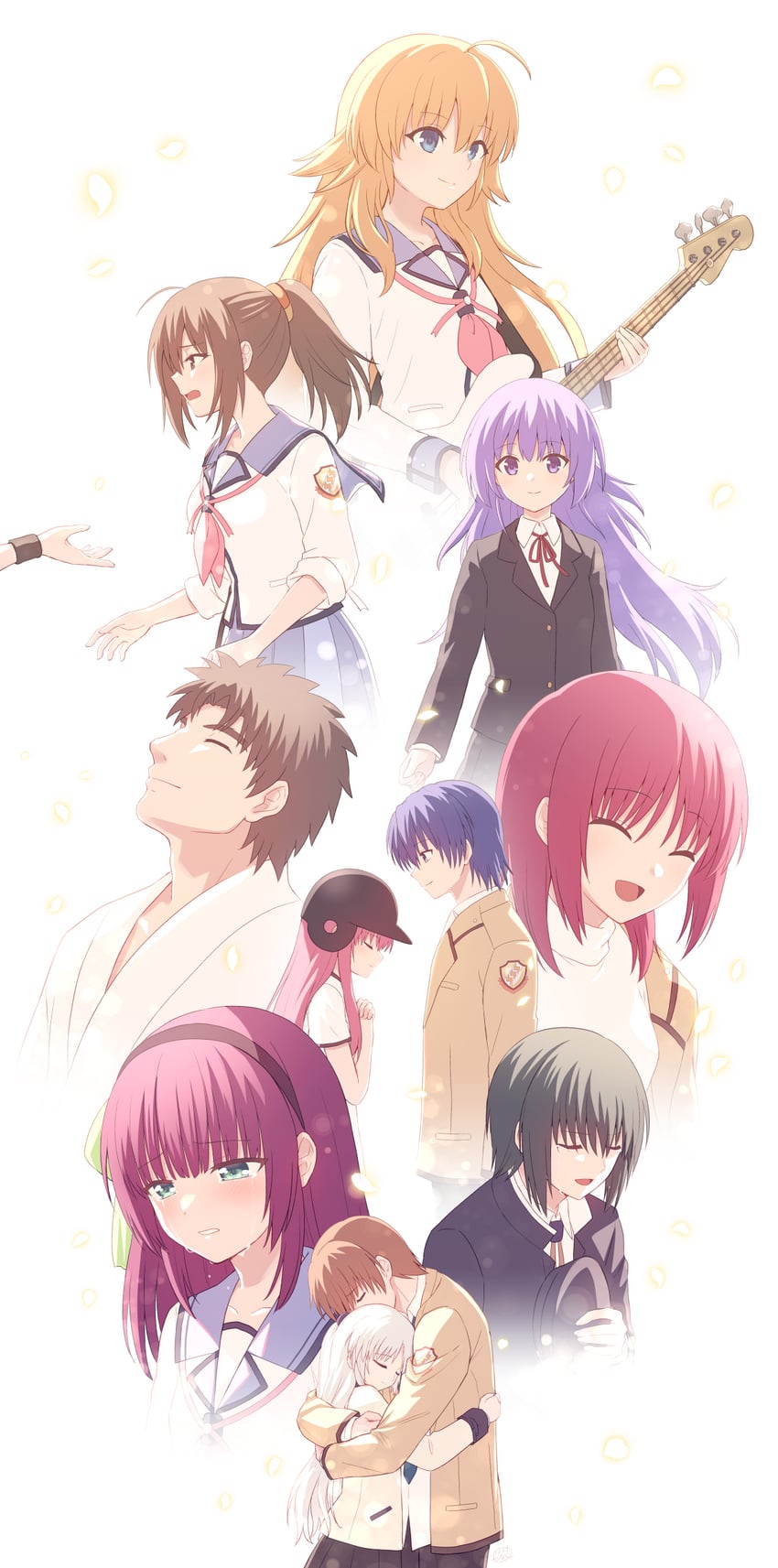 tachibana kanade, nakamura yuri, yui, hinata hideki, otonashi yuzuru, and 6 more (angel beats!) drawn by nakamura_hinato