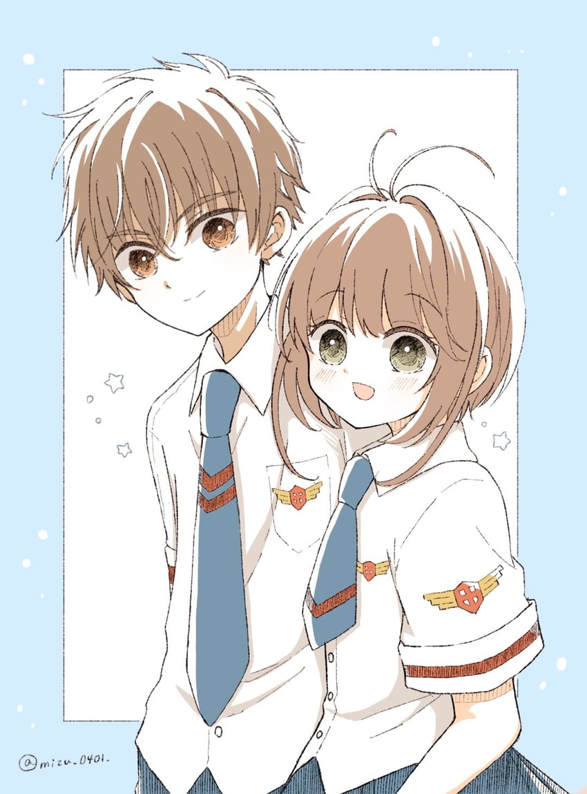 kinomoto sakura and li syaoran (cardcaptor sakura) drawn by mizu_0401