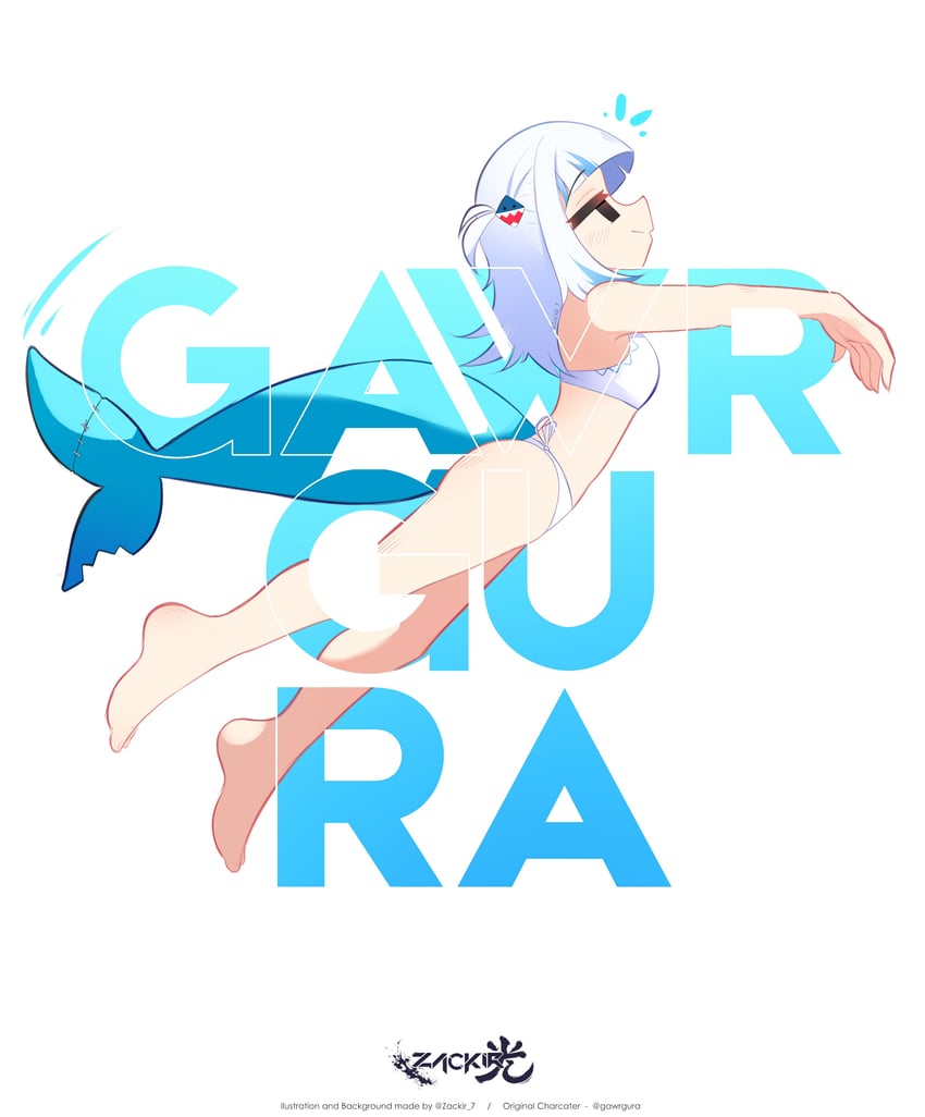 gawr gura (hololive and 1 more) drawn by zahir_zb7