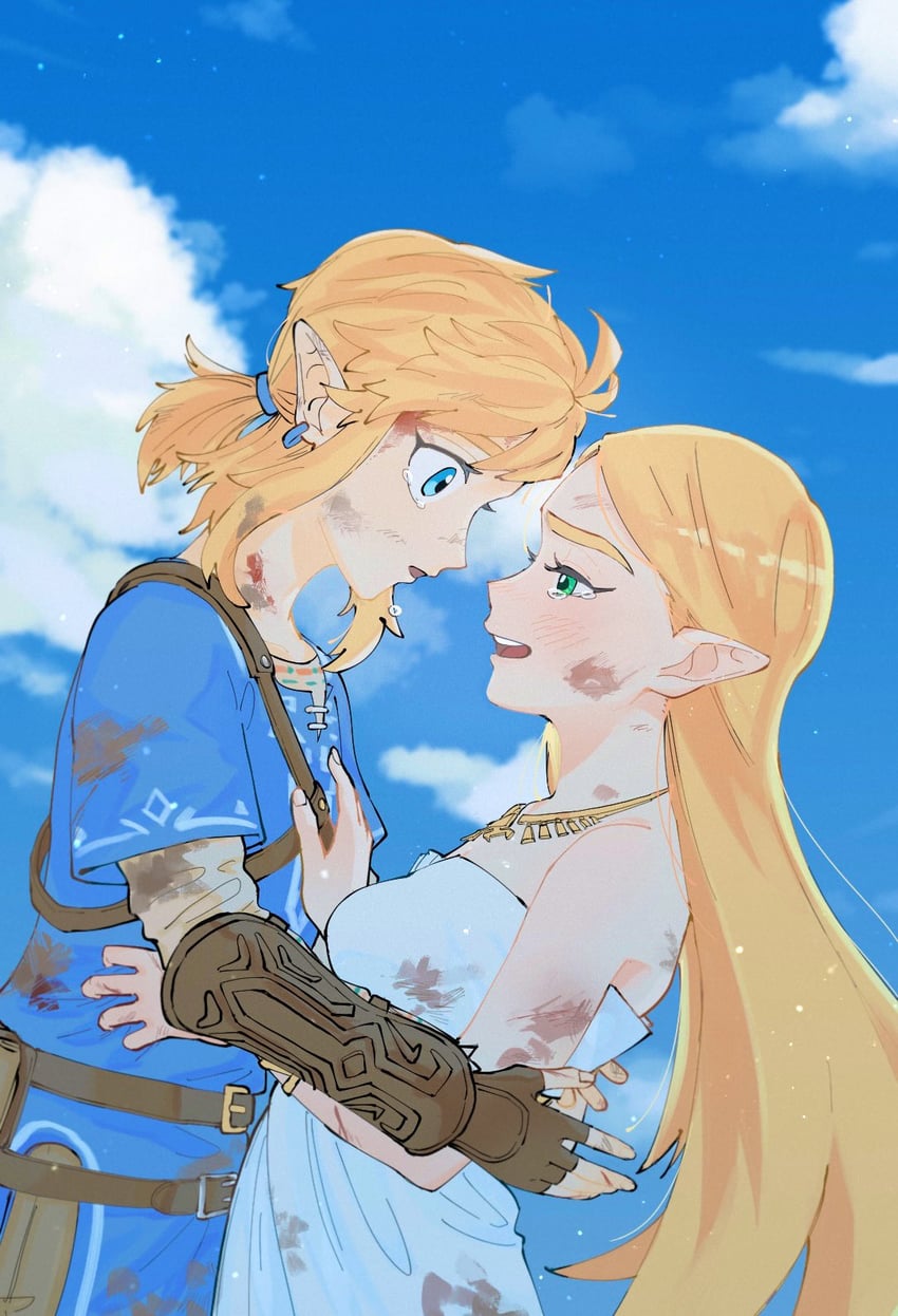 link and princess zelda (the legend of zelda and 1 more) drawn by yamori_(yamoooon21)