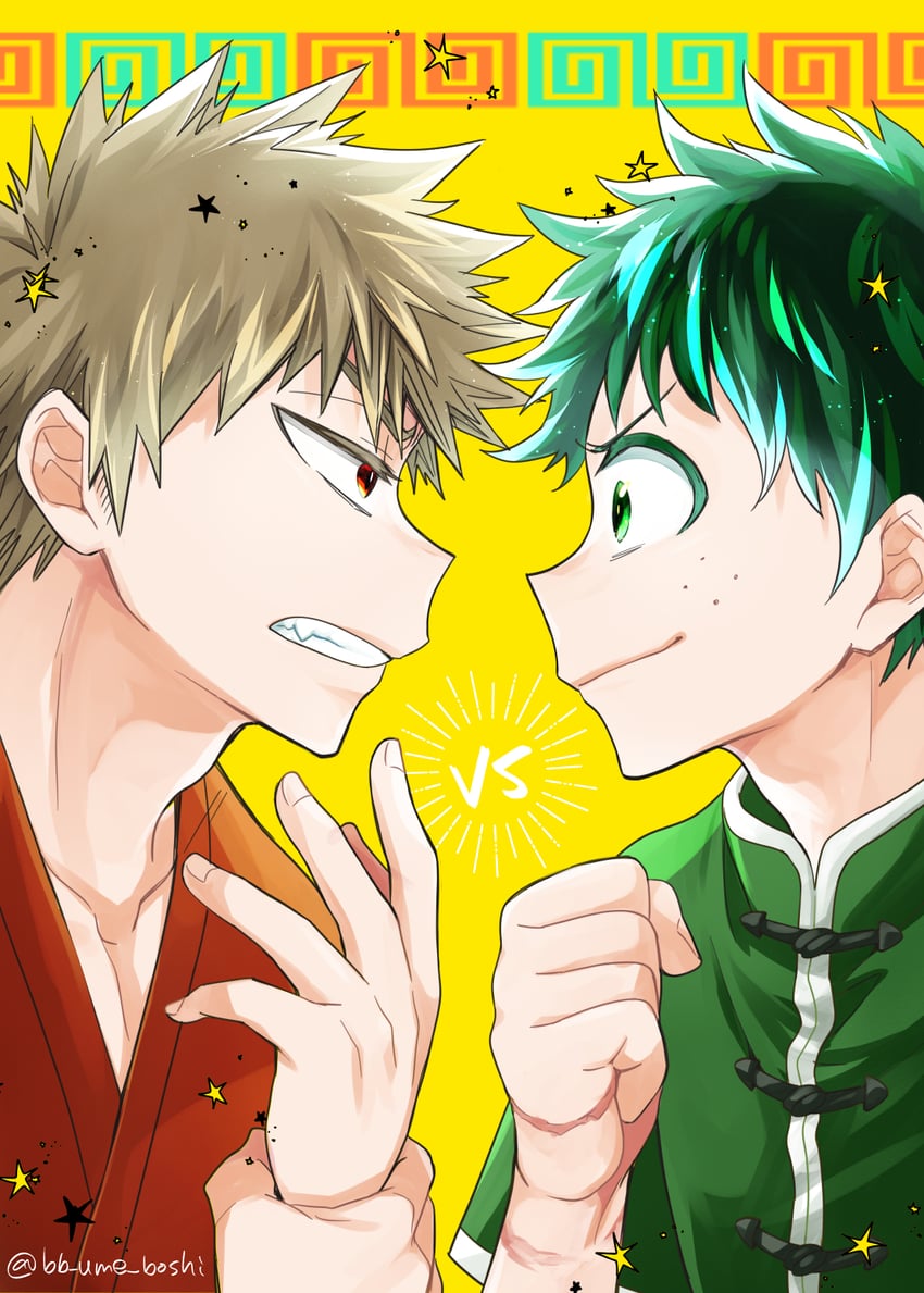 midoriya izuku and bakugou katsuki (boku no hero academia) drawn by ume_(326310)