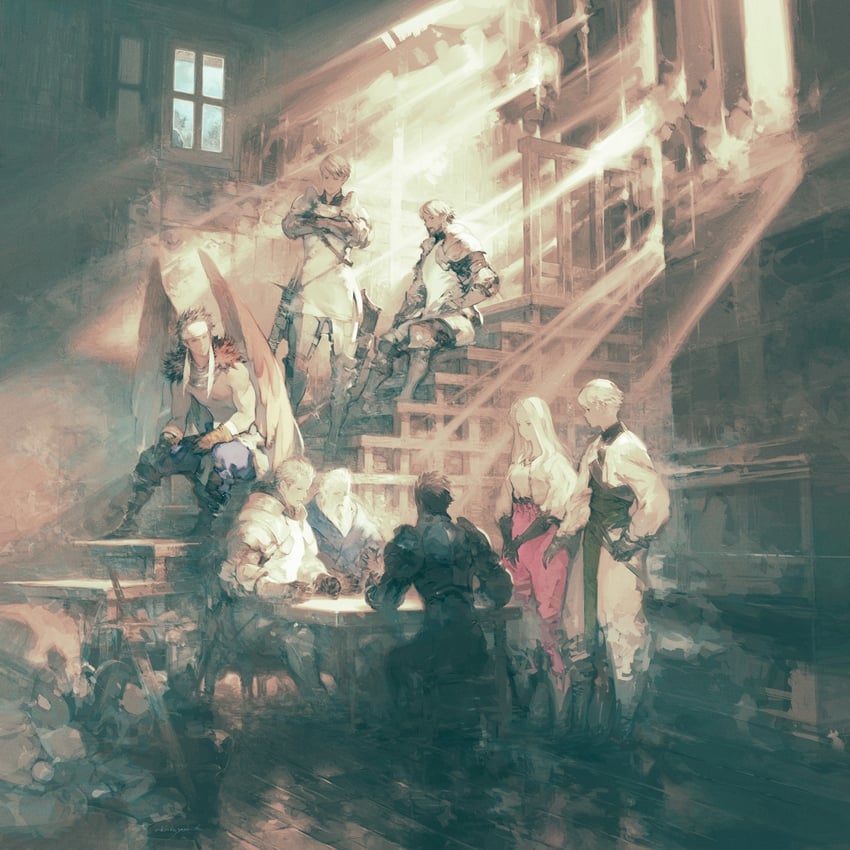 catiua powell, denim powell, canopus wolph, vice bozeg, lans hamilton, and 3 more (tactics ogre) drawn by yoshida_akihiko