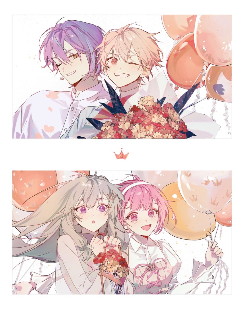 ootori emu, tenma tsukasa, kusanagi nene, and kamishiro rui (project sekai) drawn by ganada_404