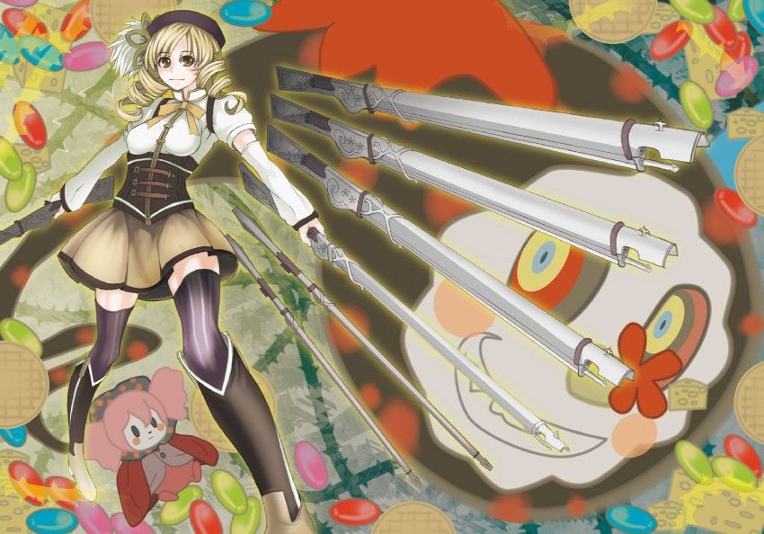 tomoe mami and charlotte (mahou shoujo madoka magica) drawn by tenjiku_nezumi