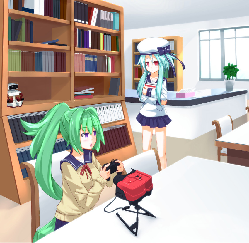 white heart and green heart (neptune) drawn by himajin_(starmine)