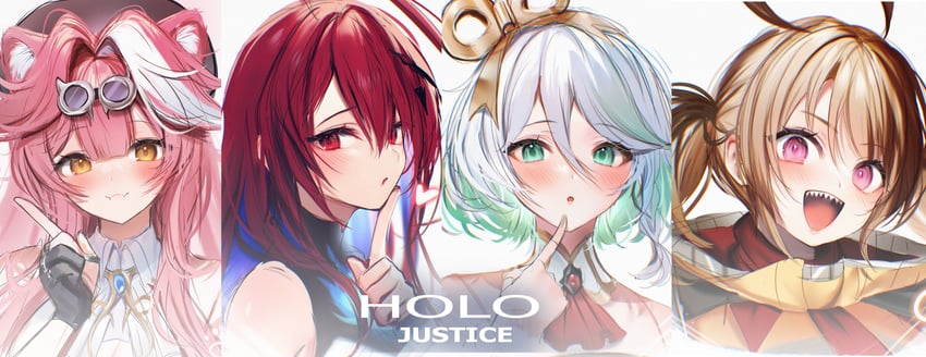 raora panthera, gigi murin, cecilia immergreen, and elizabeth rose bloodflame (hololive and 1 more) drawn by maru_ccy