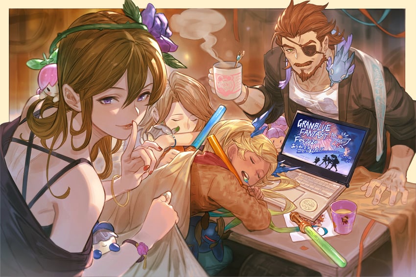 katalina, rosetta, io, yggdrasil, eugen, and 5 more (granblue fantasy) drawn by minaba_hideo