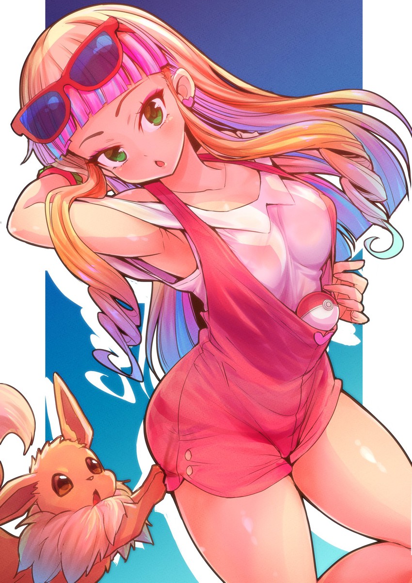 eevee and risa (pokemon and 2 more) drawn by wisespeak