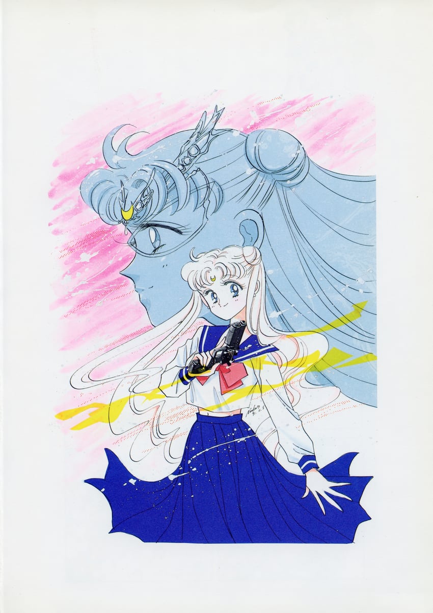 tsukino usagi and sailor moon (bishoujo senshi sailor moon) drawn by takeuchi_naoko