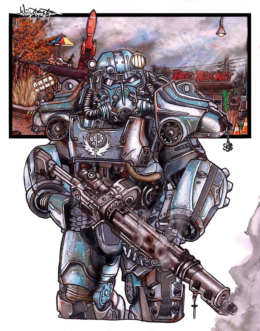 brotherhood of steel paladin (fallout and 1 more) drawn by graysharkstudios