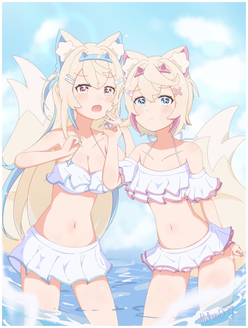 fuwawa abyssgard and mococo abyssgard (hololive and 1 more) drawn by pulsar_d39