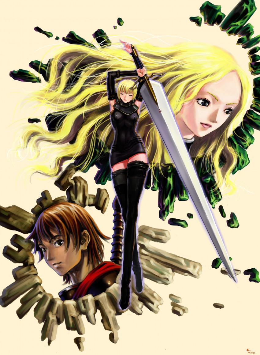 clare, teresa, and raki (claymore) drawn by jian_huang