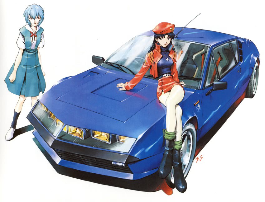 ayanami rei and katsuragi misato (neon genesis evangelion) drawn by sadamoto_yoshiyuki