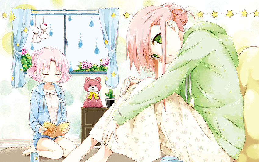 mizushima serika and mizushima kasumi (cafe sourire) drawn by eretto