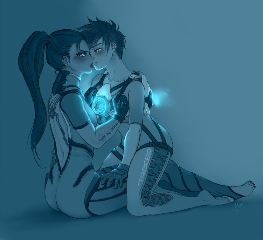 tracer and widowmaker (overwatch and 1 more) drawn by murasaki-yuri