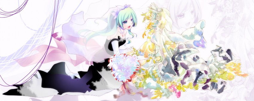 hatsune miku and kagamine rin (vocaloid) drawn by tokei