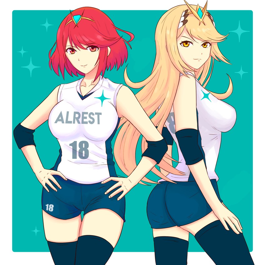 pyra and mythra (xenoblade chronicles and 2 more) drawn by truejekart