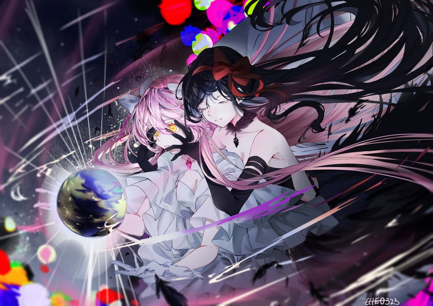 akemi homura, kaname madoka, ultimate madoka, and akuma homura (mahou shoujo madoka magica and 1 more) drawn by theo323409