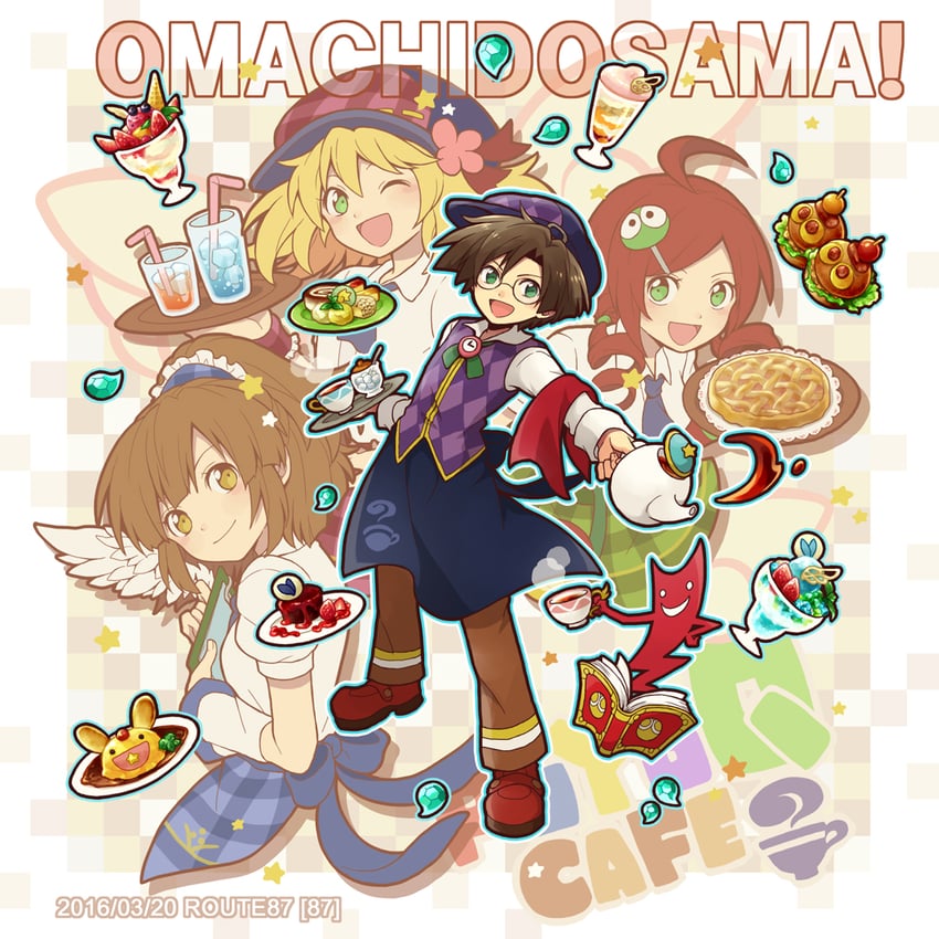 arle nadja, puyo, carbuncle, andou ringo, klug, and 1 more (puyopuyo and 1 more) drawn by hana_(mew)