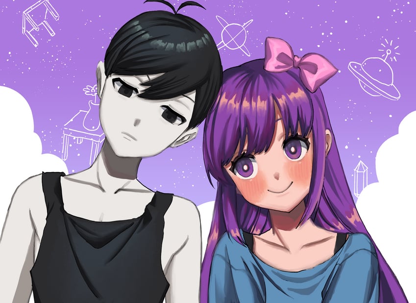 omori and aubrey (omori) drawn by shousan_(hno3syo)