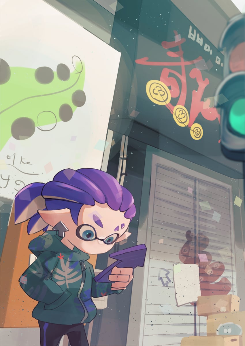 inkling player character and inkling boy (splatoon) drawn by koike3582