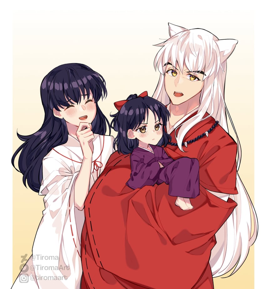 inuyasha, higurashi kagome, and moroha (inuyasha and 1 more) drawn by tiroma