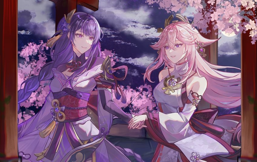 raiden shogun and yae miko (genshin impact) drawn by siyanghuasanke