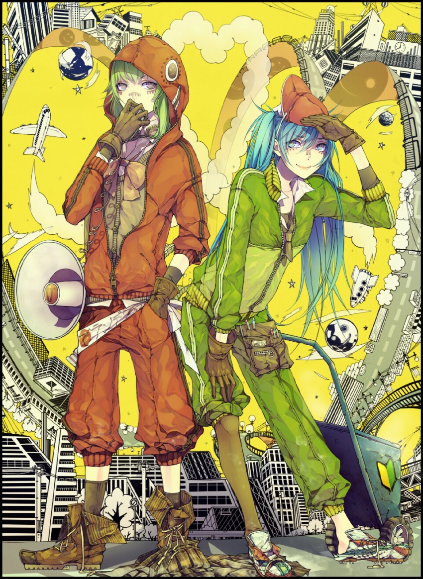 hatsune miku and gumi (vocaloid and 1 more) drawn by nai_kitsu