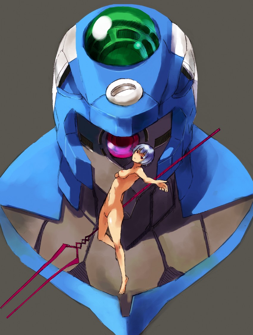 ayanami rei and eva 00 (neon genesis evangelion) drawn by sputnik_(artist)