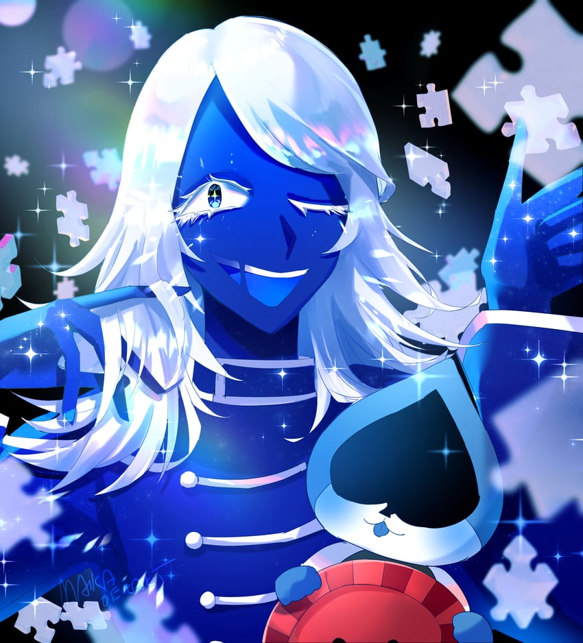 lancer, rouxls kaard, and c. round (deltarune) drawn by maika_(maikaoekaki)