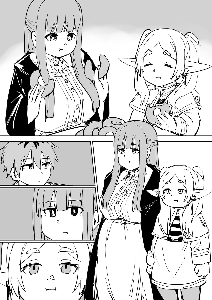 frieren, fern, and stark (sousou no frieren) drawn by tenten_(chan4545)