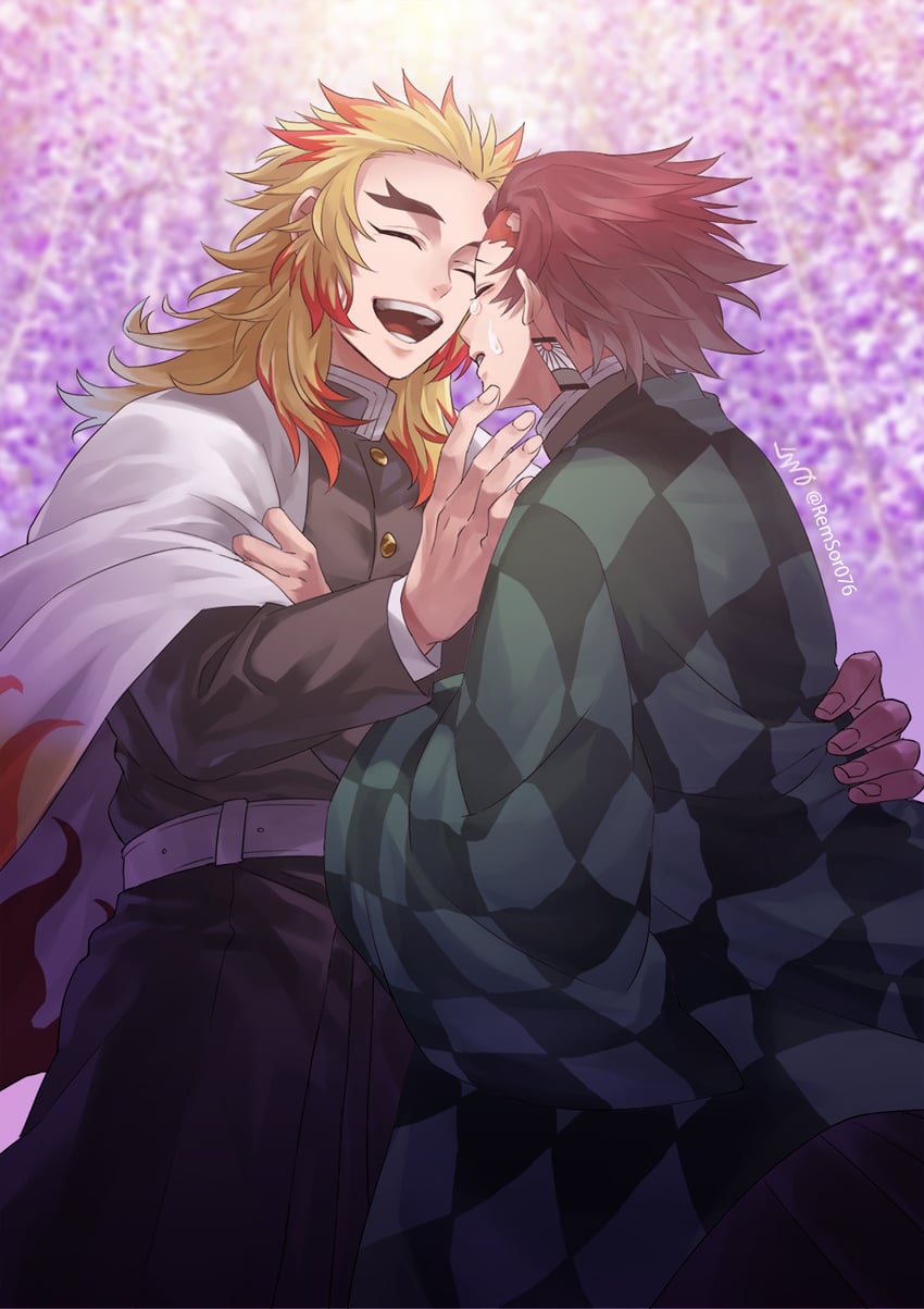 kamado tanjirou and rengoku kyoujurou (kimetsu no yaiba) drawn by remsor076