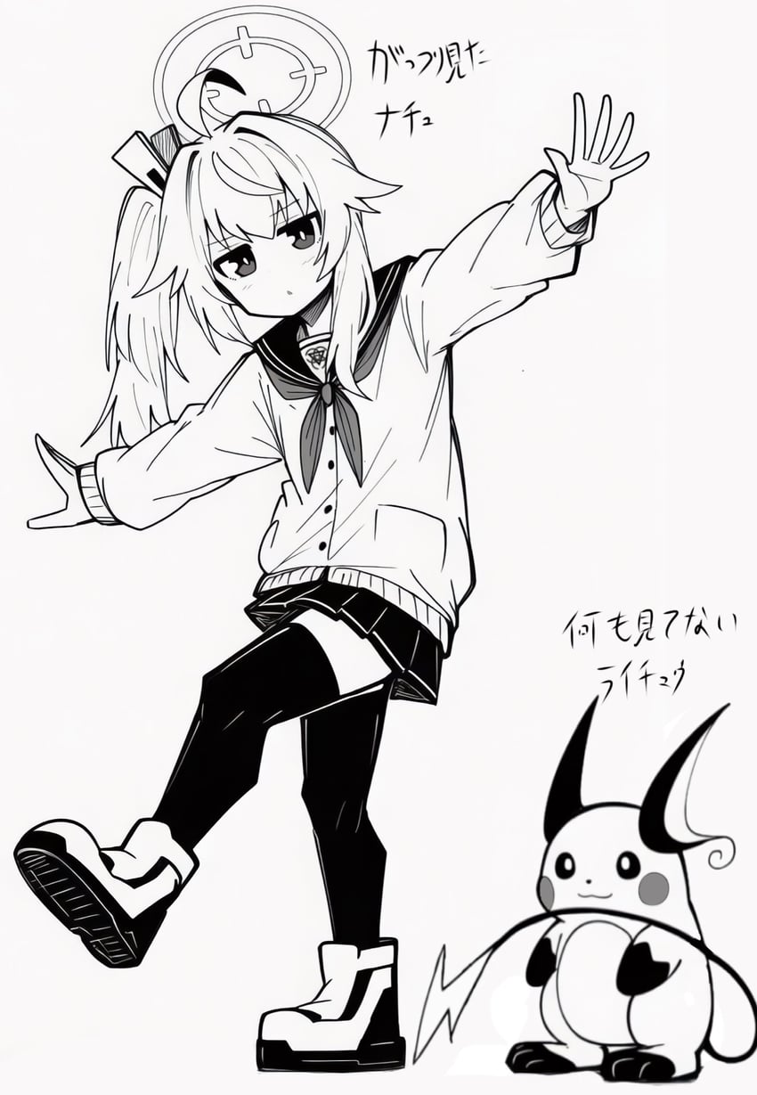 natsu and raichu (blue archive and 1 more) drawn by makigirisu