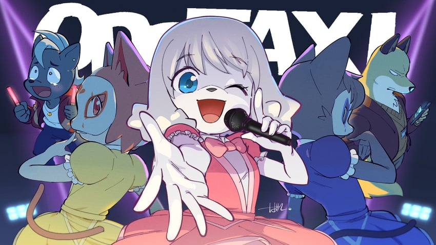 yamamoto fuyuki, nikaidou rui, mitsuya yuki, ichimura shiho, and imai shun (odd taxi) drawn by batta1107