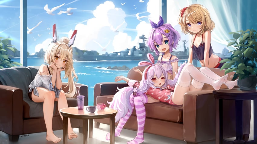 ayanami, laffey, javelin, and z23 (azur lane) drawn by comodox