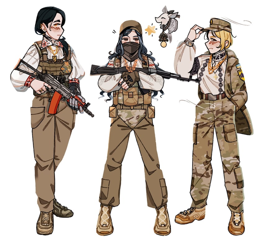 marichka, kraken, schweinokaras, and hanna kovalchuk (original) drawn by linyvets_chan