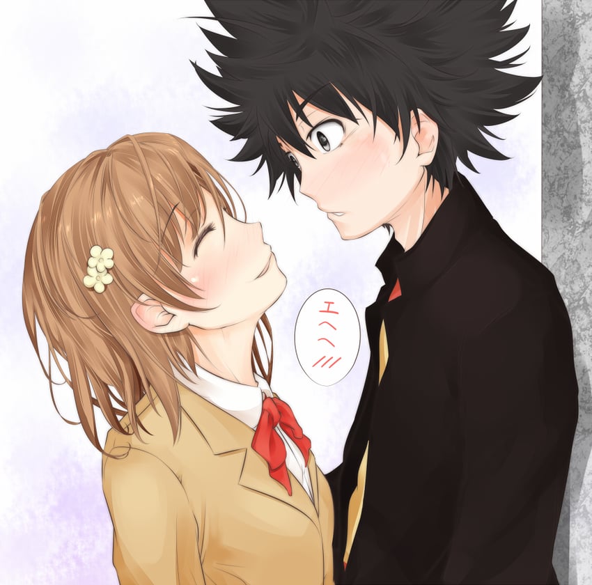 misaka mikoto and kamijou touma (toaru majutsu no index and 1 more) drawn by shin_(highest1192)