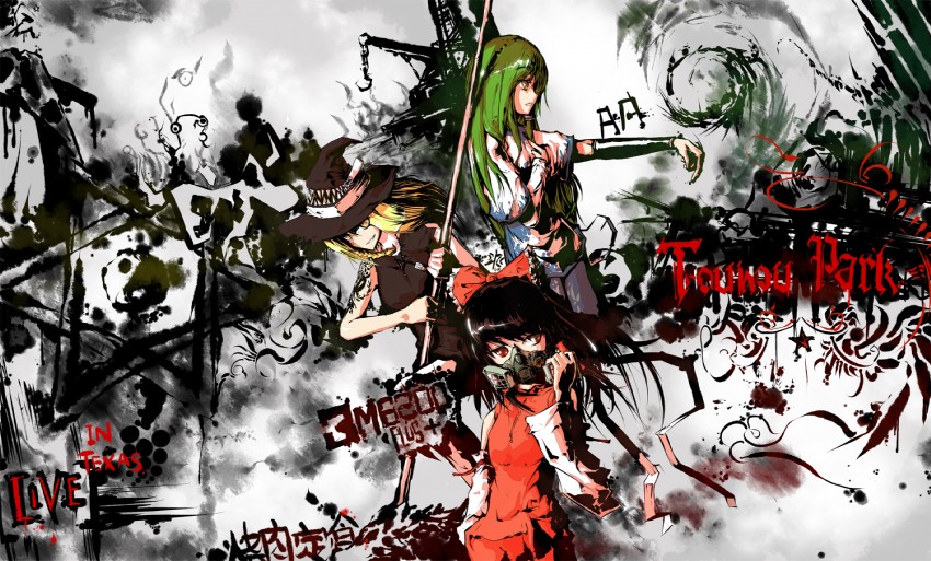 hakurei reimu, kirisame marisa, and kochiya sanae (touhou and 1 more) drawn by lowlight_kirilenko