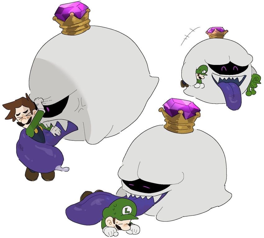luigi, king boo, and gooigi (mario and 2 more) drawn by mimimi_(mimimim9999)