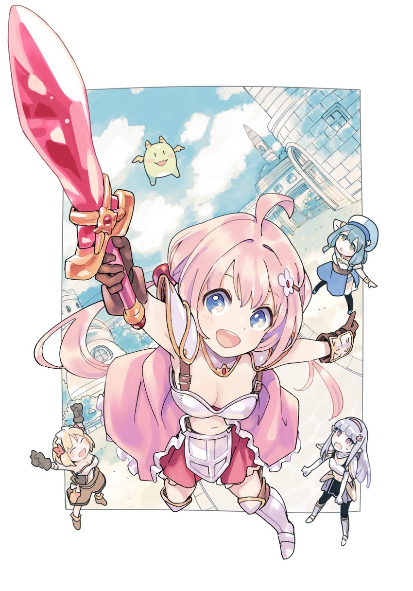 yuria shardet, meiza endust, fai fai, elnowar seylan, and chibi dragon (endro!) drawn by urayamashiro_(artist)