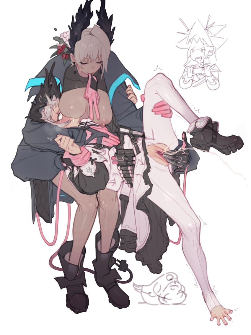 specter, irene, specter the unchained, and raidian (arknights) drawn by hitobashira_(1746164306)